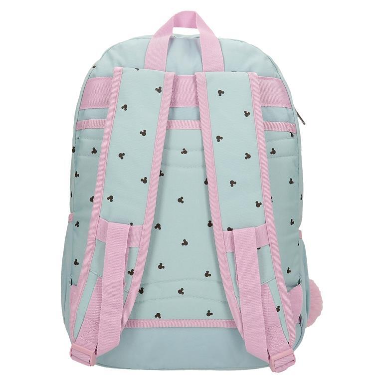 Mochila escolar Menina Disney Kisses M&M de dois compartimentos 44cm Azul 3/6
