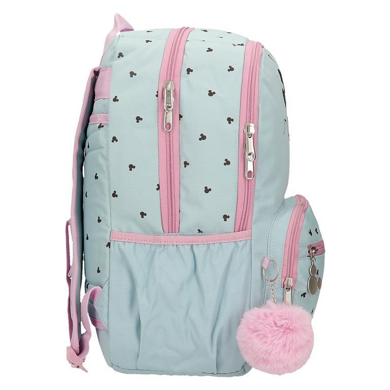 Mochila escolar Menina Disney Kisses M&M de dois compartimentos 44cm Azul 2/6