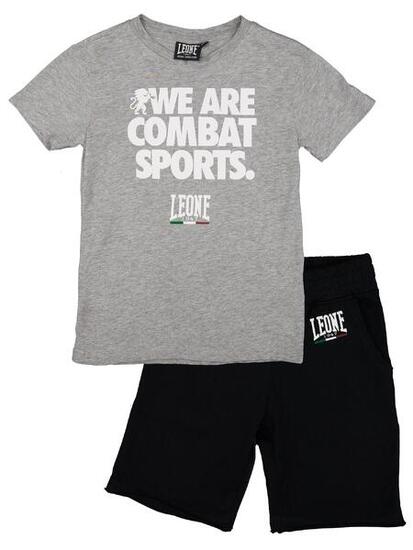 Set completo da bambino in cotone con t-shirt e pantaloncini Leone WACS