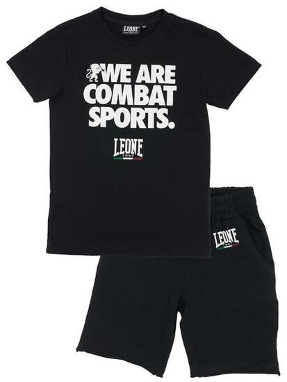 Set completo da bambino in cotone con t-shirt e pantaloncini Leone WACS