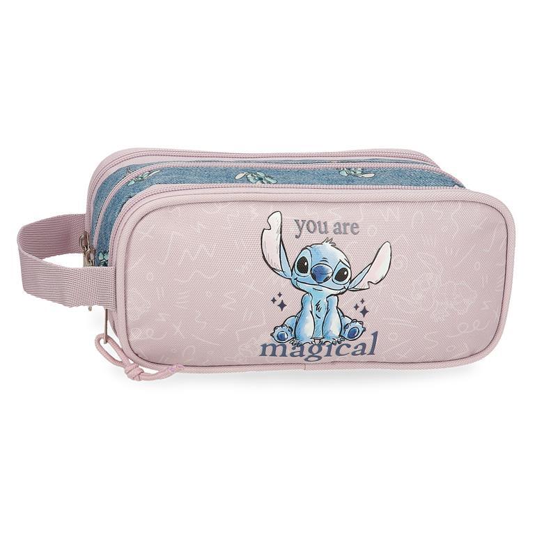 Estuche tres compartimentos Niña Disney Stitch You are magical  10 cm Azul