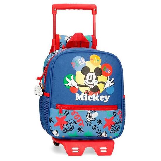 Sac à dos scolaire Garçon Disney Mickey Peek a Boo avec chariot 25 cm Bleu