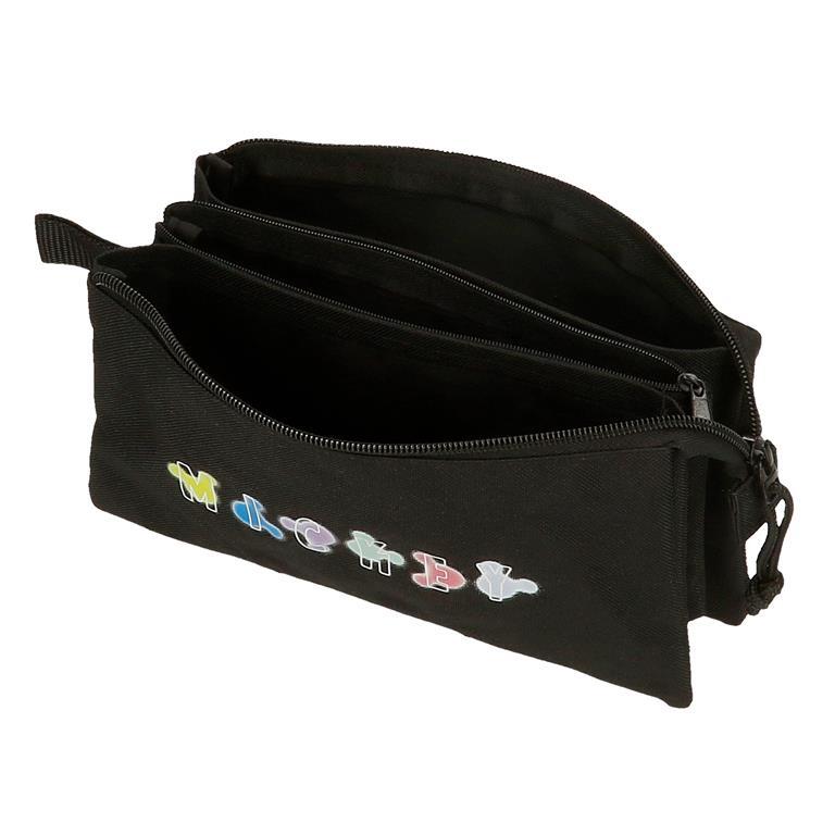 Astuccio tre scomparti Unisex Disney Mickey Heads 12 cm Nero 4/6