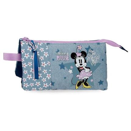 Estuche tres compartimentos Niña Disney Minnie Style 12 cm Azul