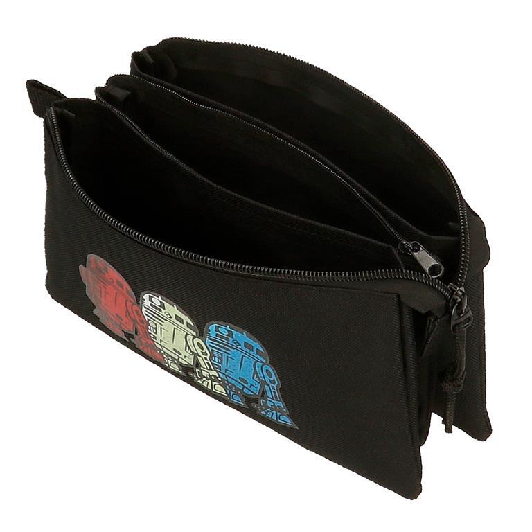 Estuche tres compartimentos Unisex  Star wars - R2D2  12 cm Negro 4/6