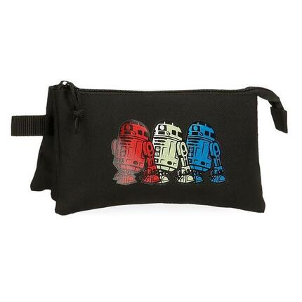 Estuche tres compartimentos Unisex Star wars - R2D2 12 cm Negro