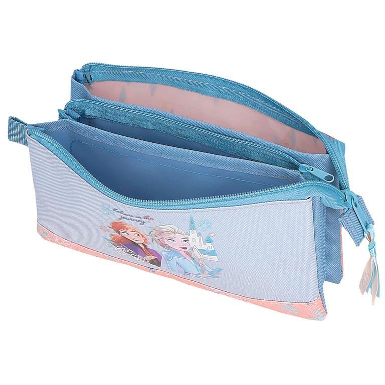 Estuche tres compartimentos Niña Disney Frozen Believe in the journey 12 cm Azul