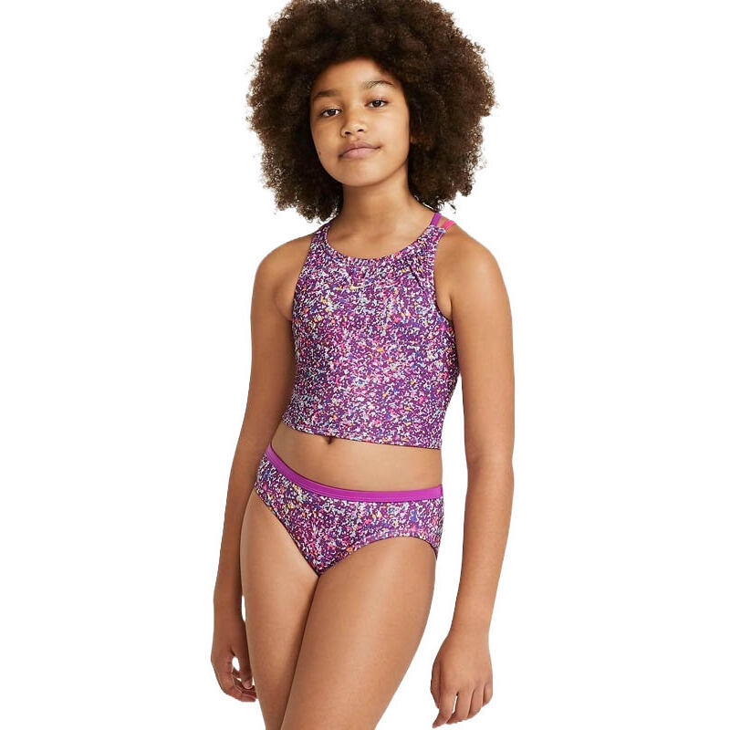 Roupa de banho nike big kids' (girls') spiderback bikini, roxo, crianças