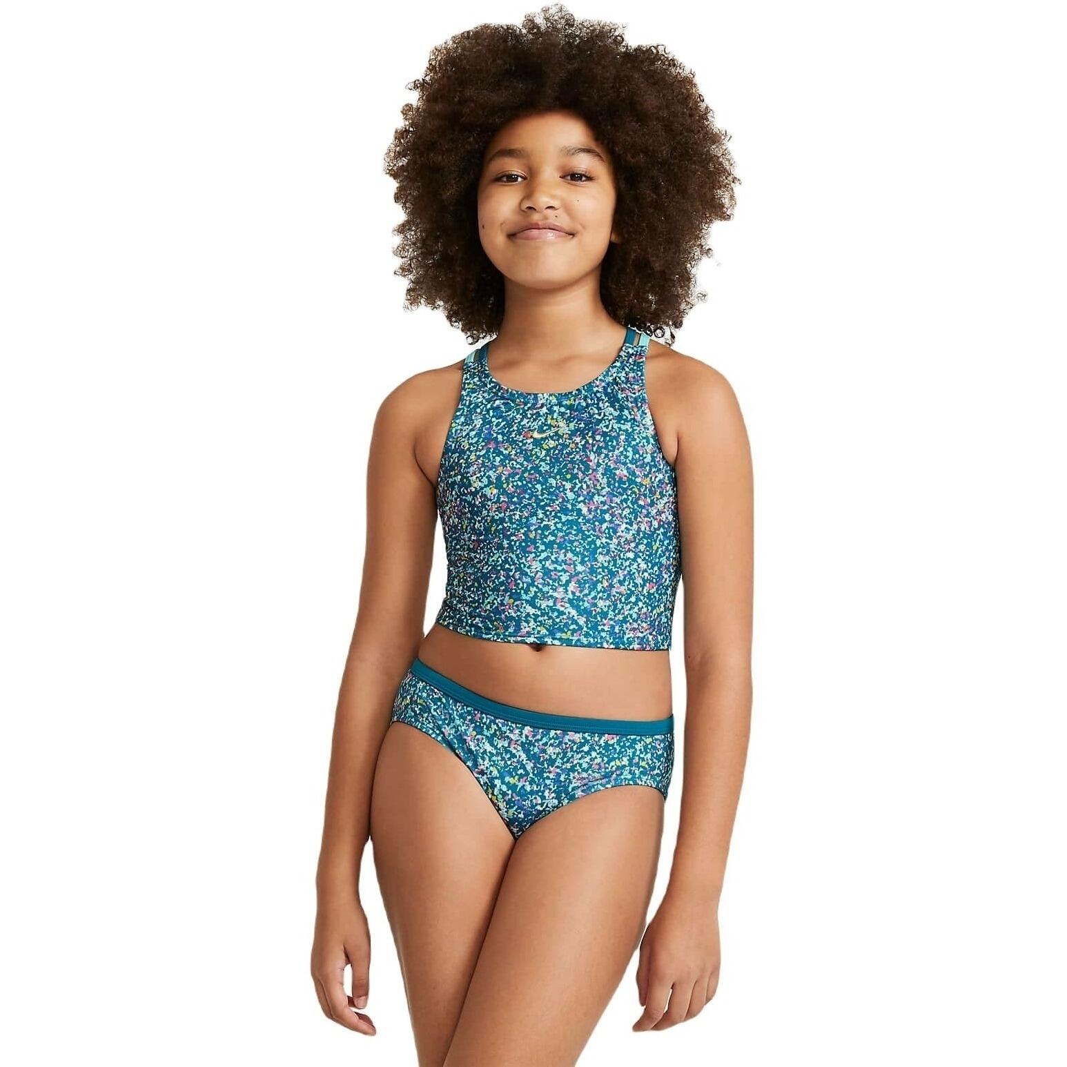 Roupa de banho nike big kids' (girls') spiderback bikini, verde, crianças