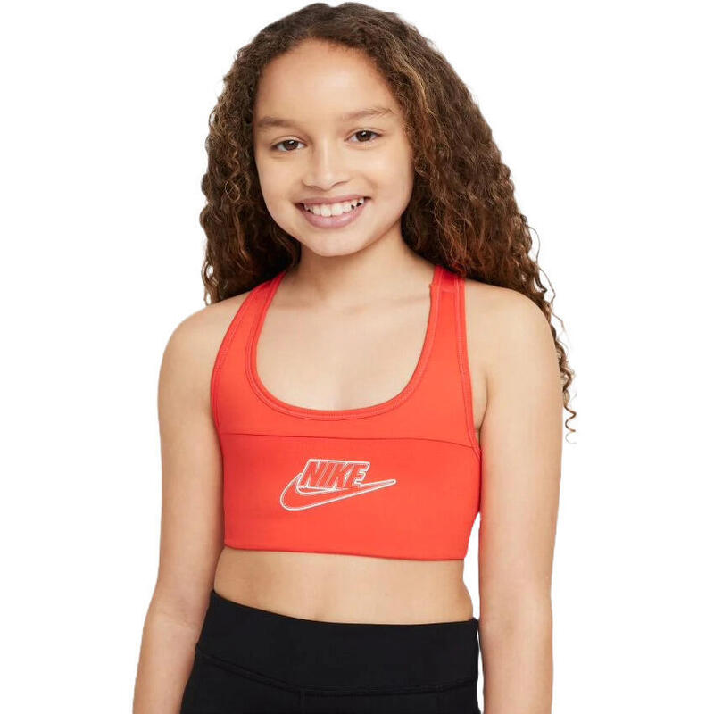 Bustiera copii Nike Dri-FIT Swoosh, Rosu