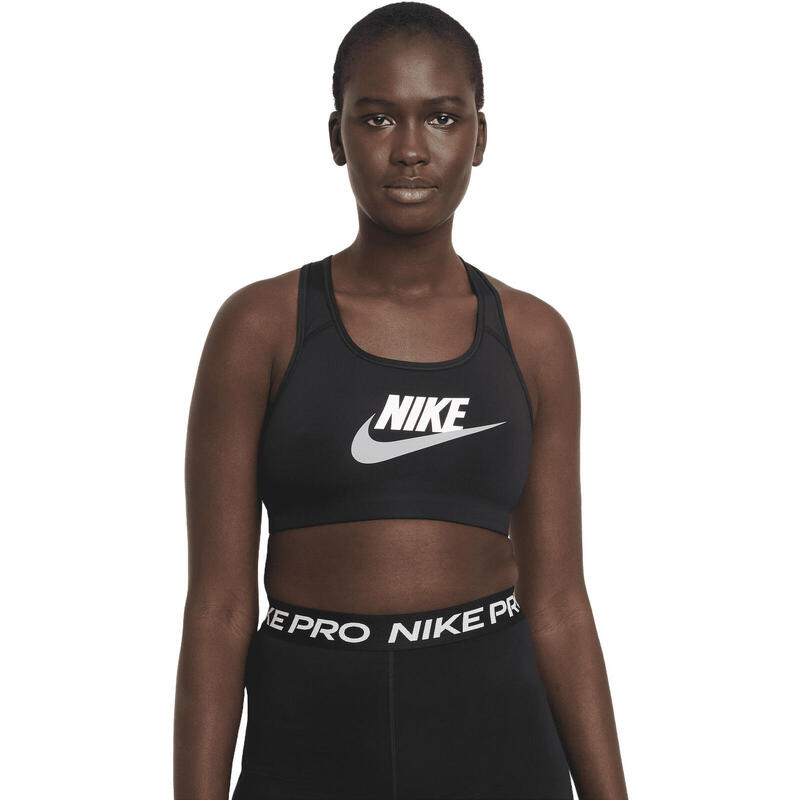 Melltartó Nike Swoosh Medium Support Graphic Sports Bra, Fekete, Nők