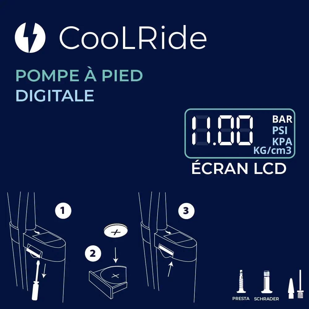 Pompe à pied aluminium digitale 11 bars CooLRide 3/5