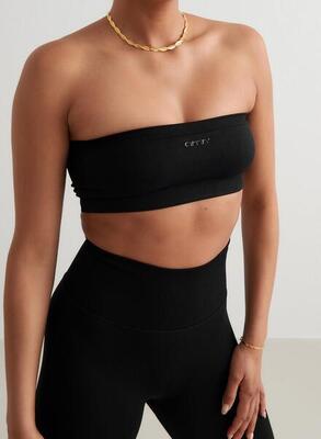 Damen Bandeau-BH Nahtlos Feuchtigkeitsableitend Schwarz