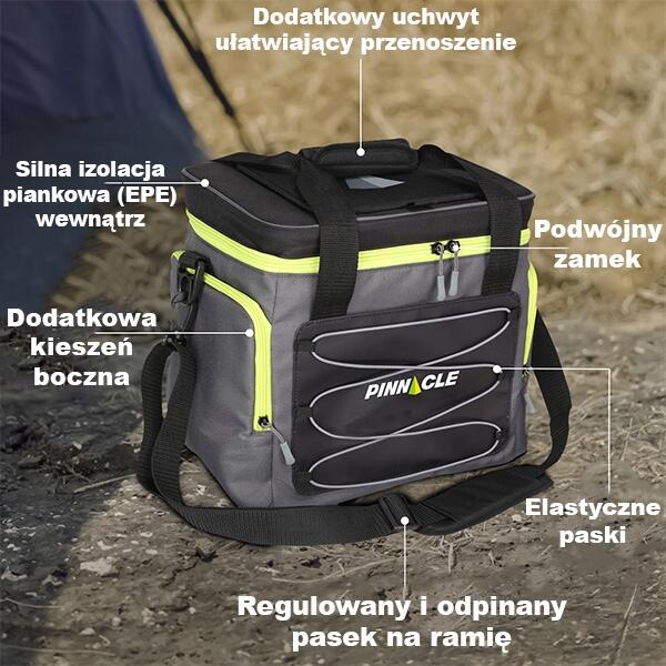Przenośna torba termiczna lekka PINNACLE Pogba TPX-5506 18,5 L, szara 4/7