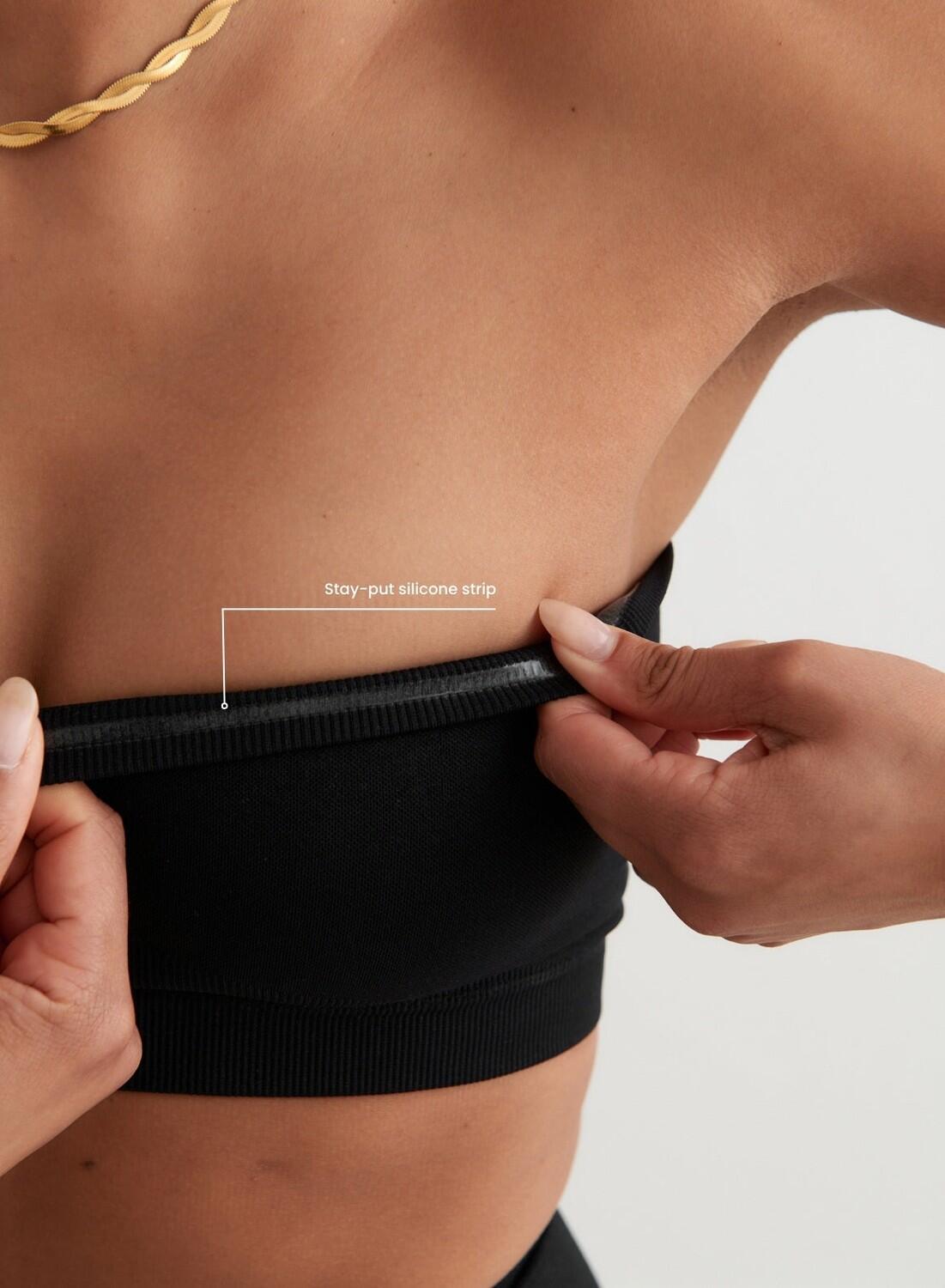 Mujer Sujetador Bandeau Sin Costura Transiprable Negro 3/7
