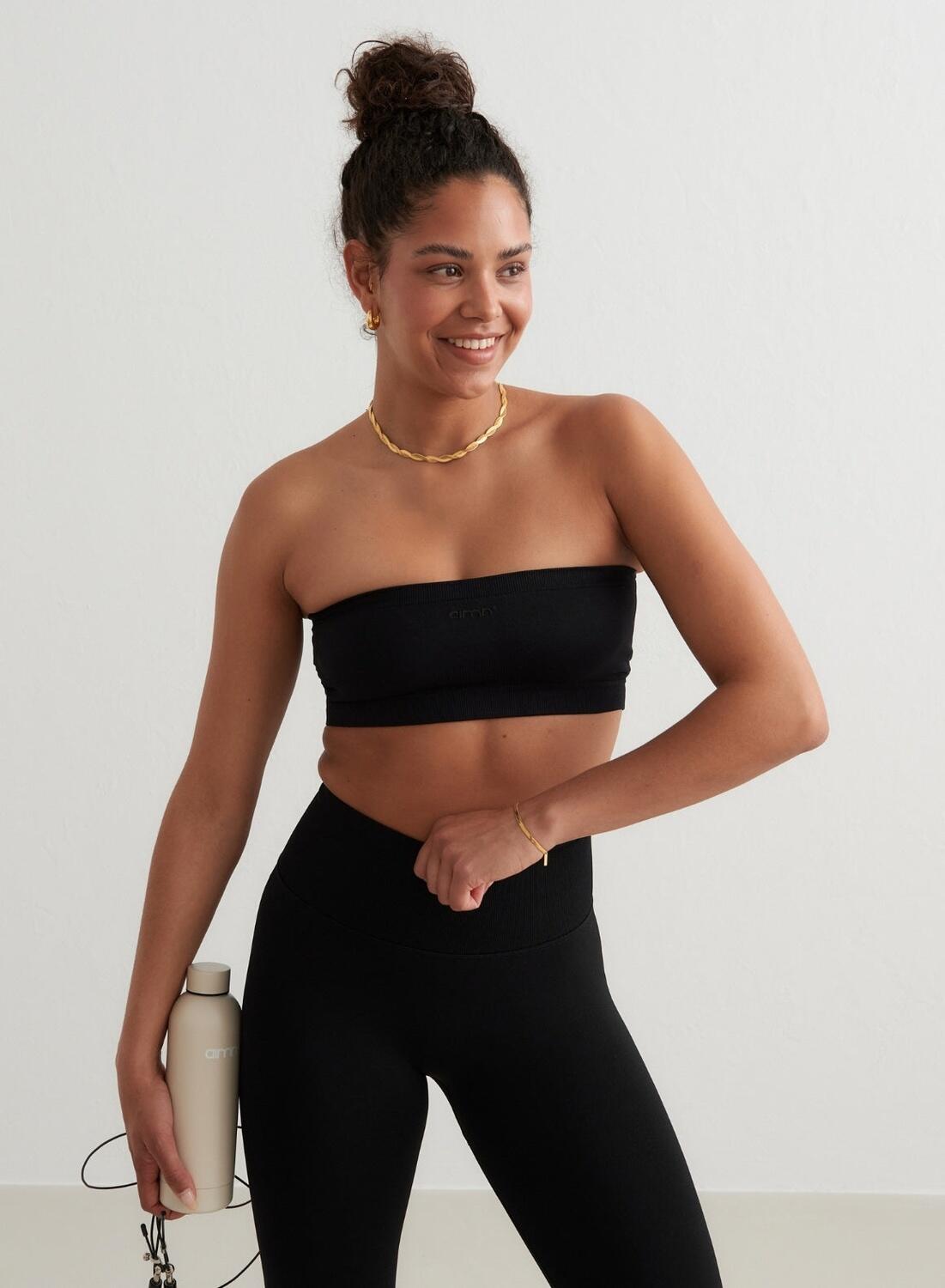 Mujer Sujetador Bandeau Sin Costura Transiprable Negro 4/7