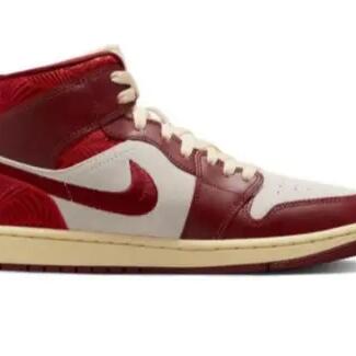 Unisex - Streetwear - Air Jordan 1 Mid SE - Tiki Leaf - Team Red