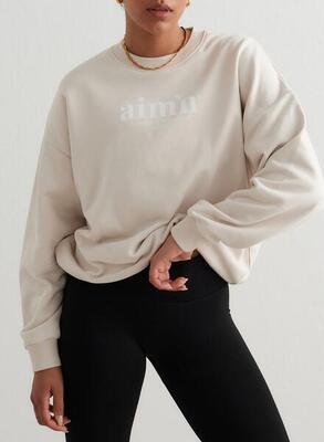 Dames sweatshirt french terry lichtbeige