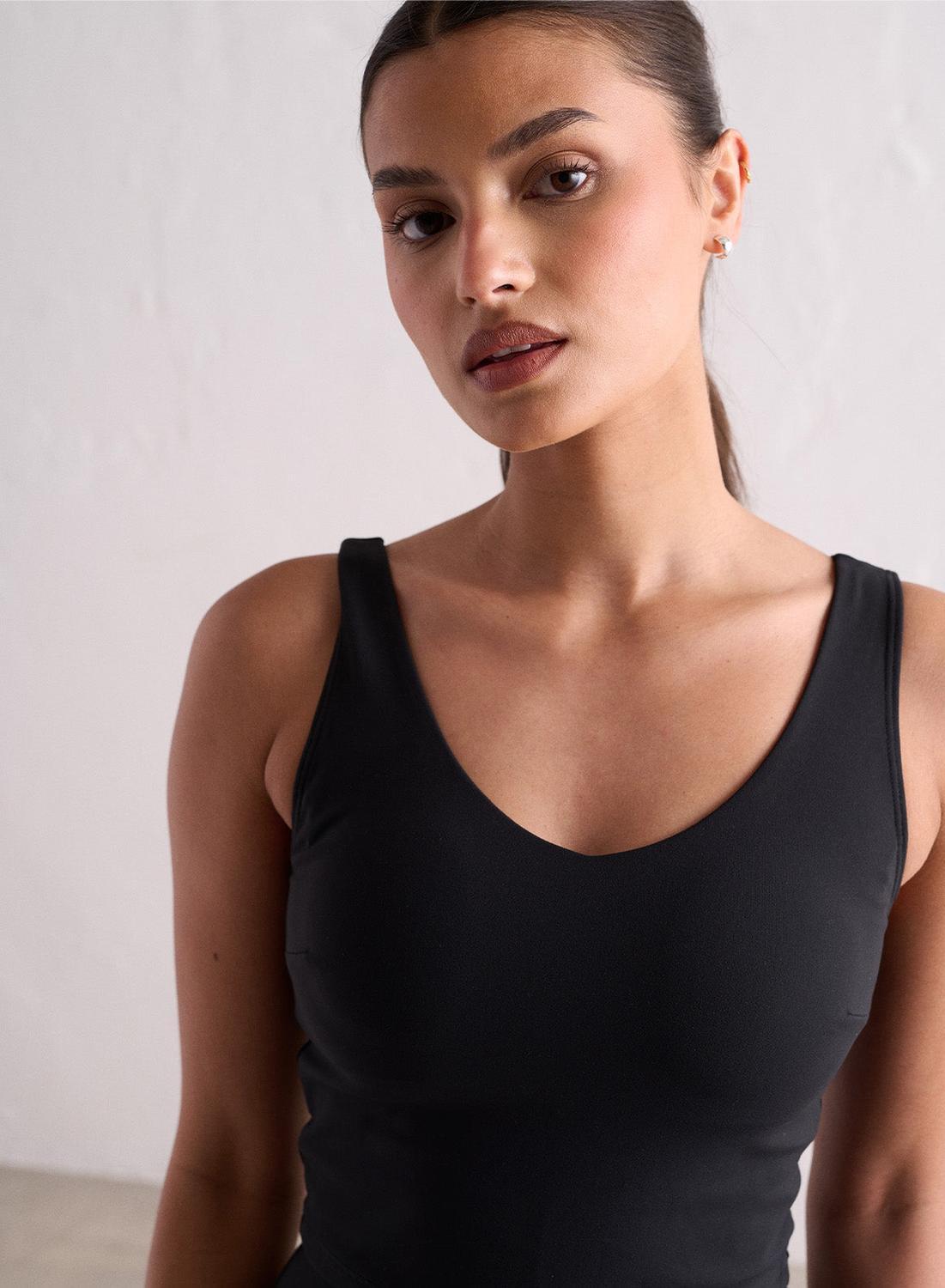 Femme Soutien-gorge de sport à col en V Bralette Noir 2/7