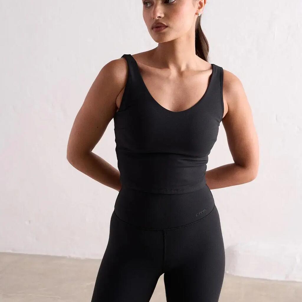 Women's Sports Bra Fully Lined Removable Pads V-Neck Sense Black