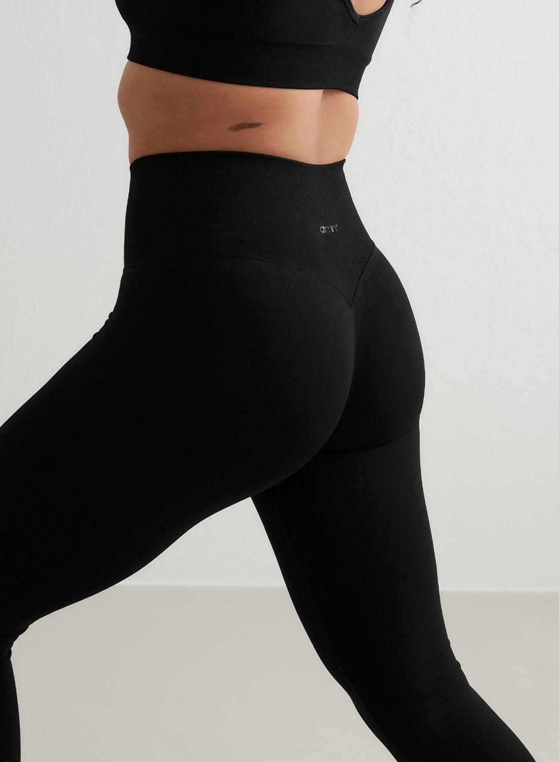 Damen Yoga Leggings Nahtlos Schwarz 2/7