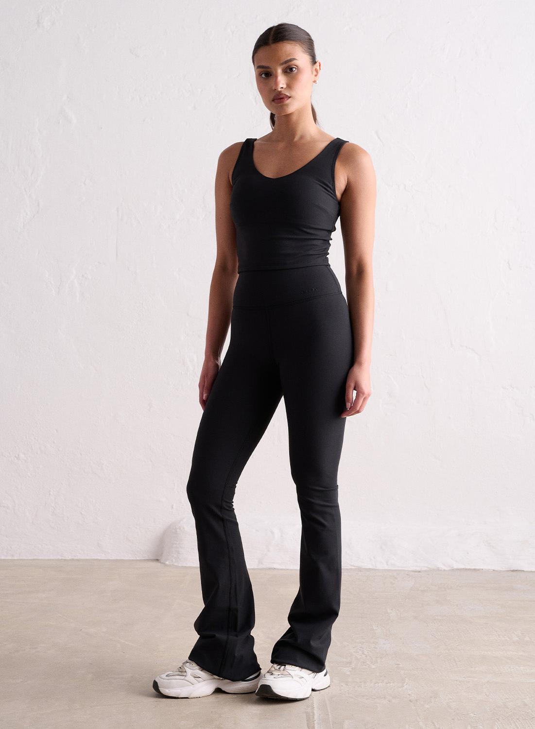 Femme Leggings Évasé Évacuant l'humidité Noir 5/7