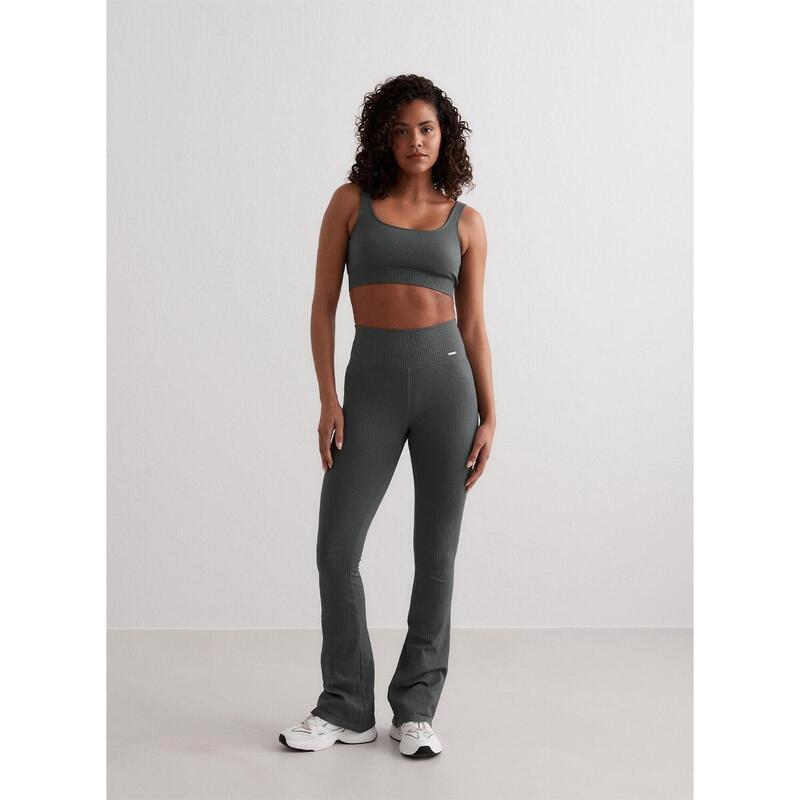 Leggings de yoga pour femmes avec coup Côtes Sans couture Vert sauge