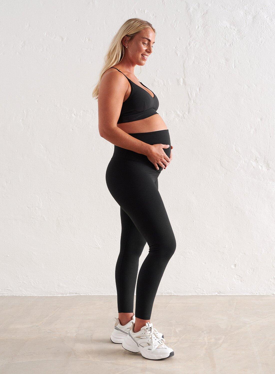 Damskie legginsy ciążowe, z wysokim stanem, squat proof Sense czarne 3/6