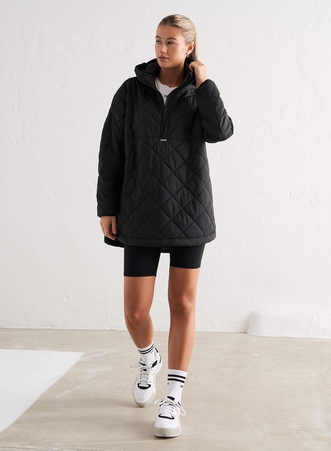 Mujer Chaqueta Acolchada Extragrande Impermeable Negro 4/7