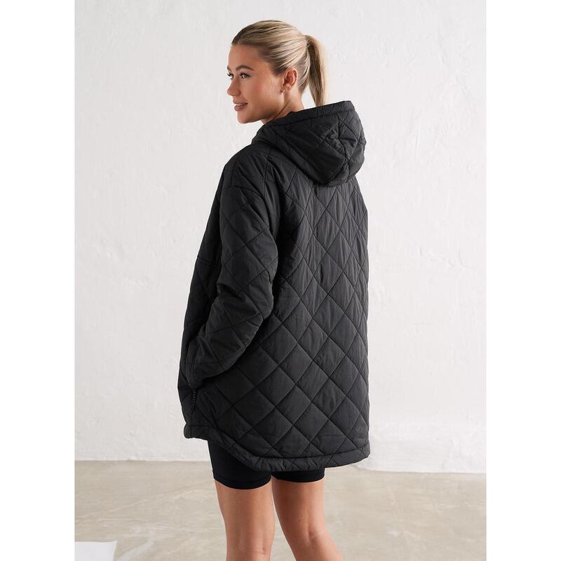 Oversized Gewatteerde Anorak Casual Dames Zwart Doel'n