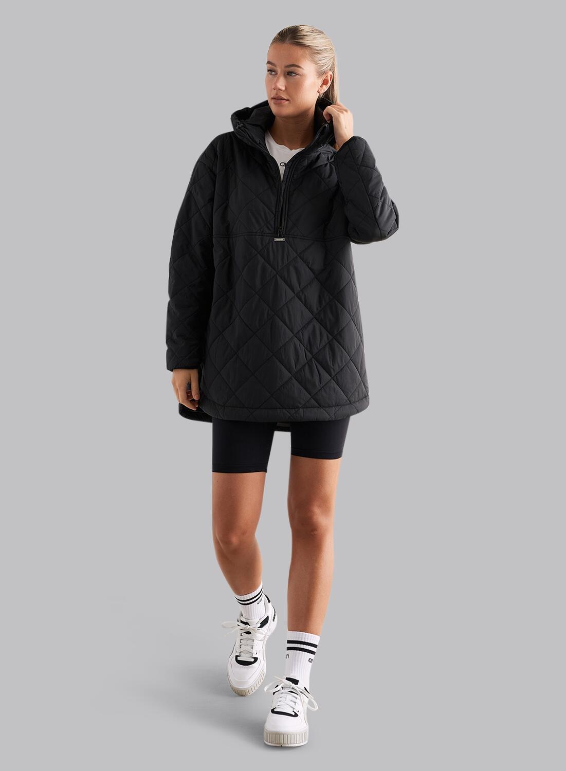 Mujer Chaqueta Acolchada Extragrande Impermeable Negro 7/7