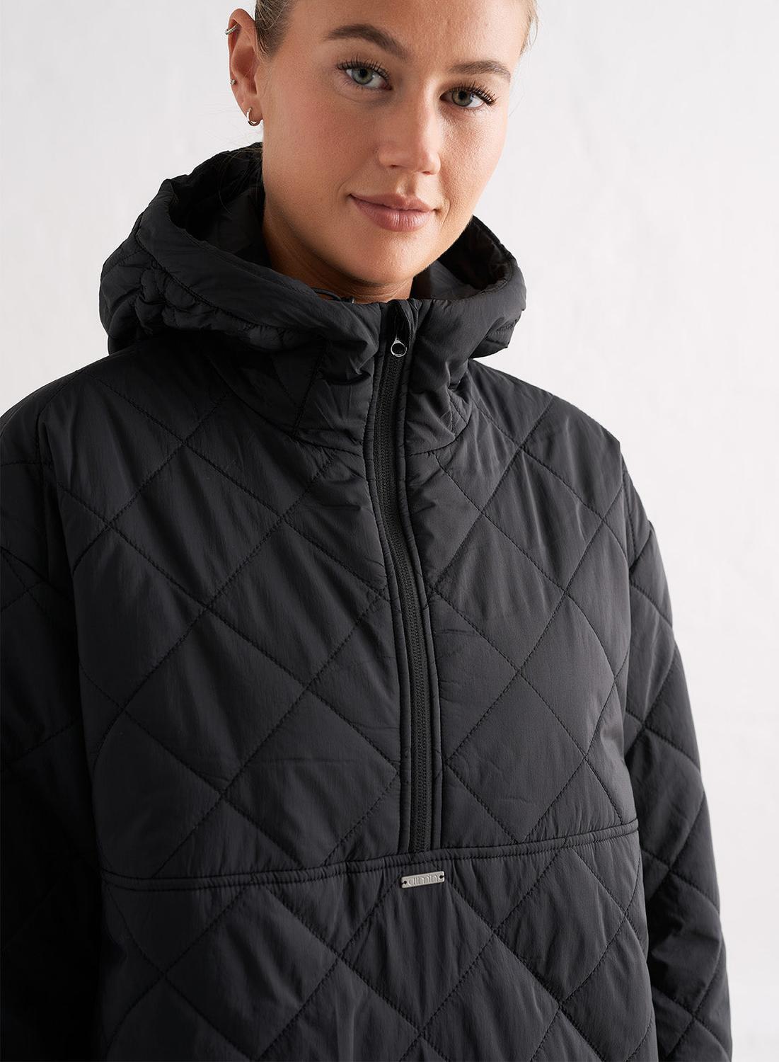 Mujer Chaqueta Acolchada Extragrande Impermeable Negro 2/7