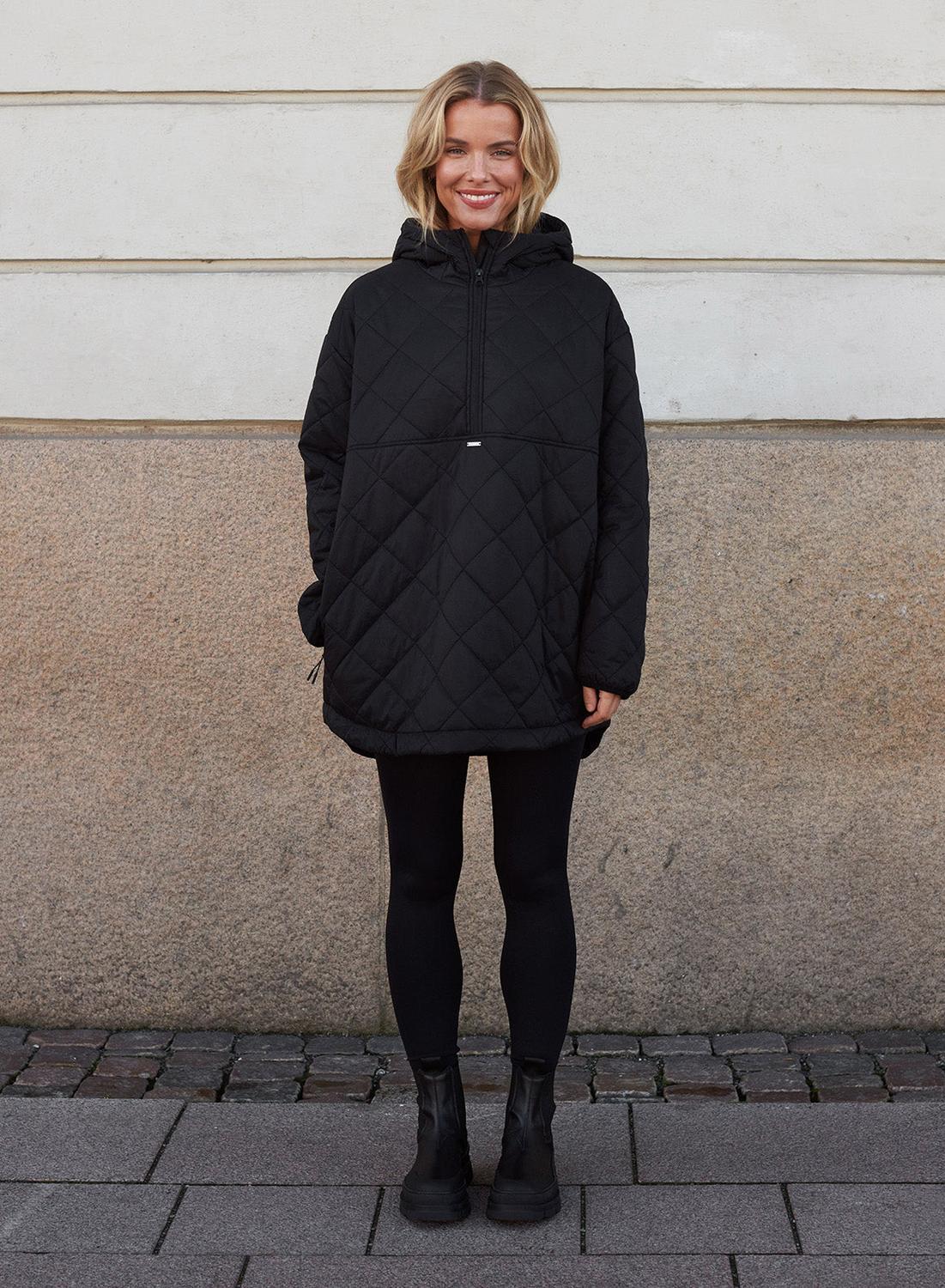 Mujer Chaqueta Acolchada Extragrande Impermeable Negro 5/7