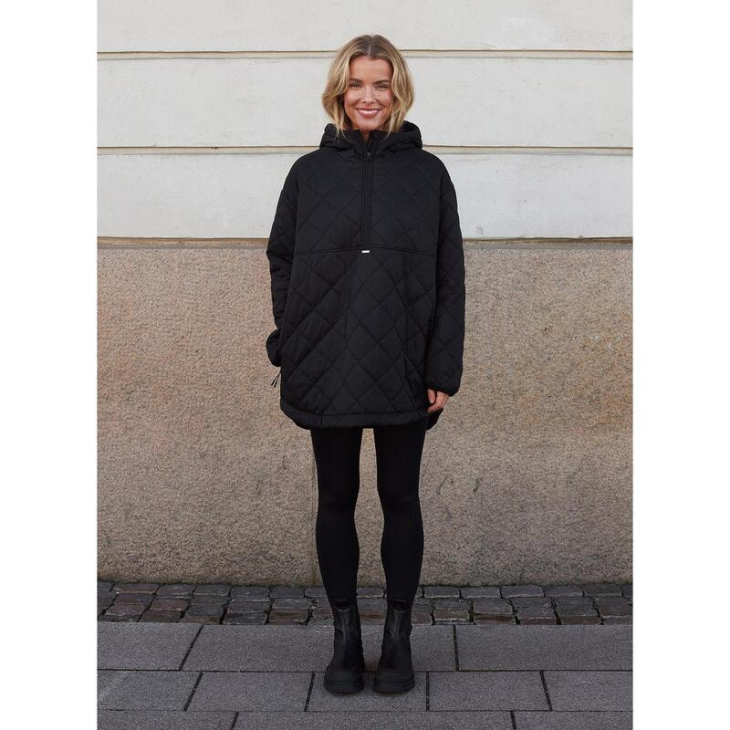 Oversized Gewatteerde Anorak Casual Dames Zwart Doel'n