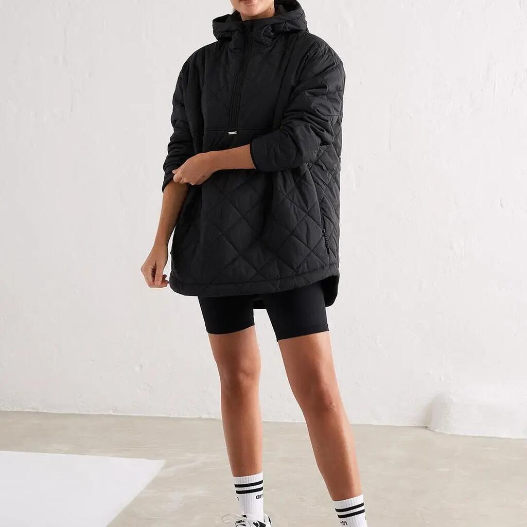 Women's Anorak Oversized Quilted Water-Repellent Black