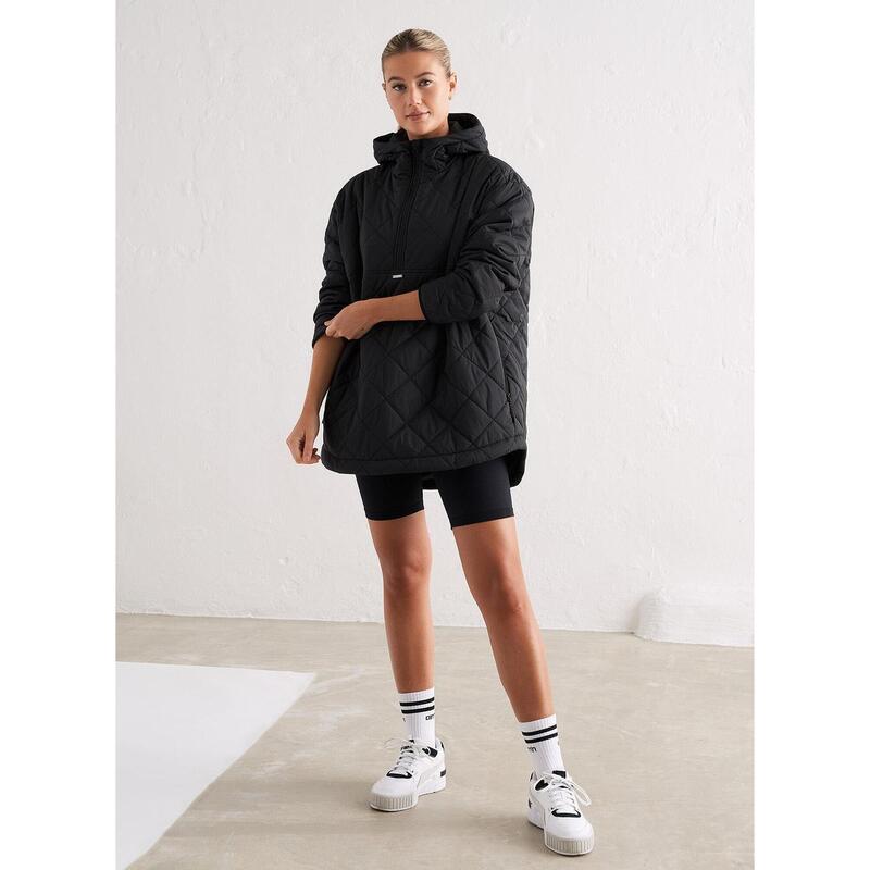 Oversized Gewatteerde Anorak Casual Dames Zwart Doel'n