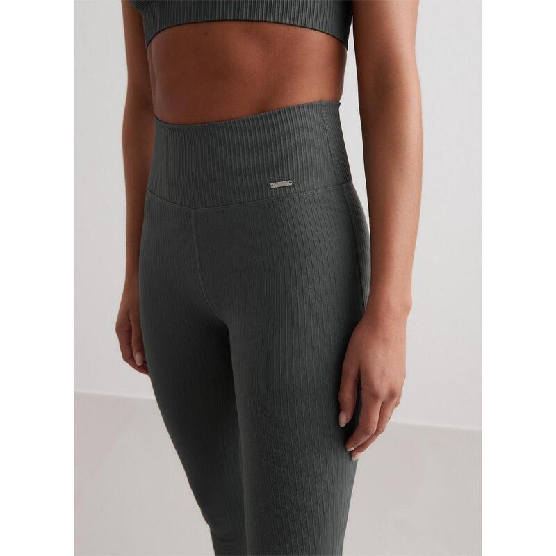 Sage Ribbed Seamless Flare Tights