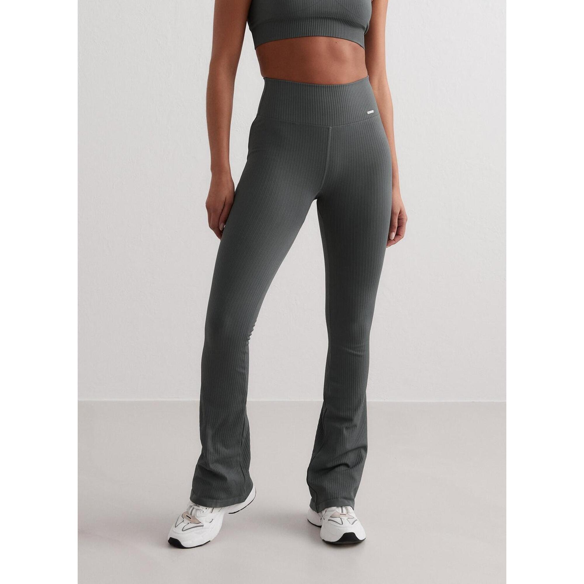 Aim'n - Femme Leggings Évasé Côtelé Sans Couture Vert Sauge - Legging - Vert - 38 S - Decathlon