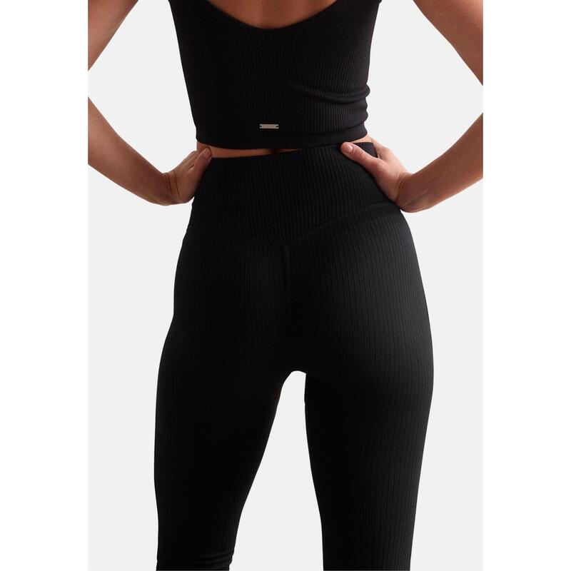 Leggings Ribbed Seamless Flare Yoga Femme Noir aim'n