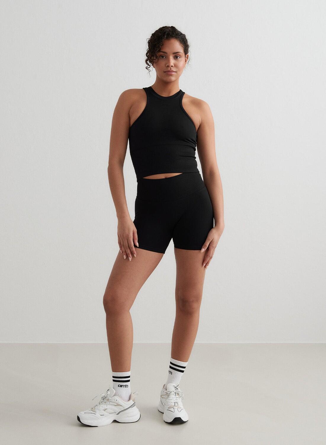 Damen Shorts Mini Nahtlos Schwarz 6/7