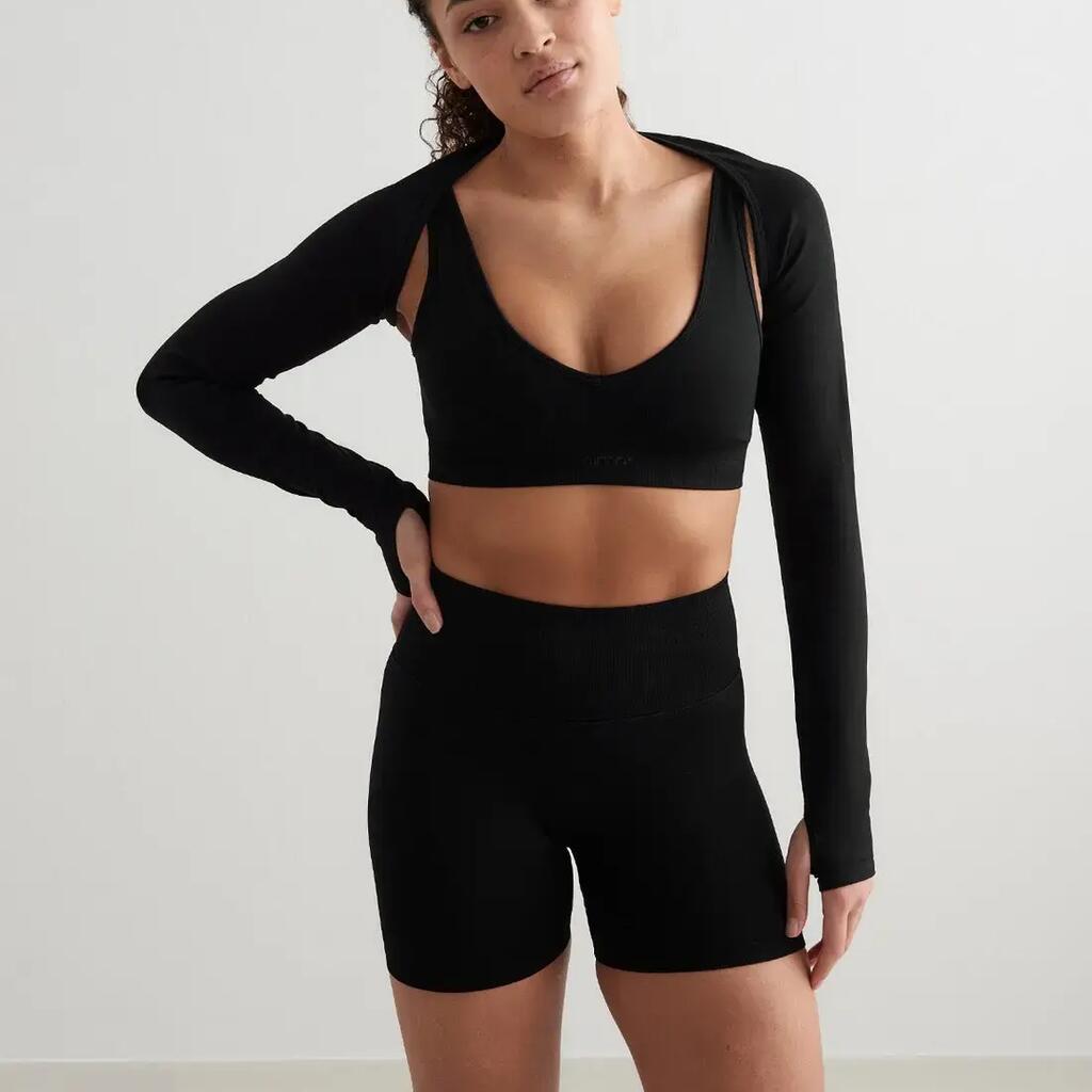 Women's Hotpants High-Waisted Squat Proof Invisible Scrunch Shape Seamless Black