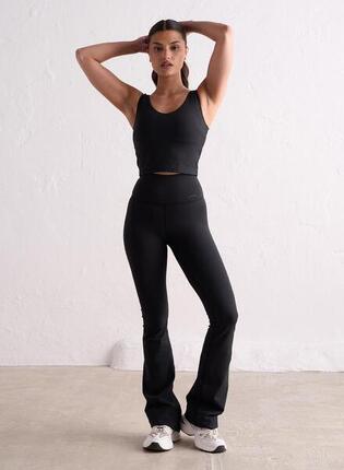 Damen Leggings mit Schlag Feuchtigkeitsableitend Dunkelgrau