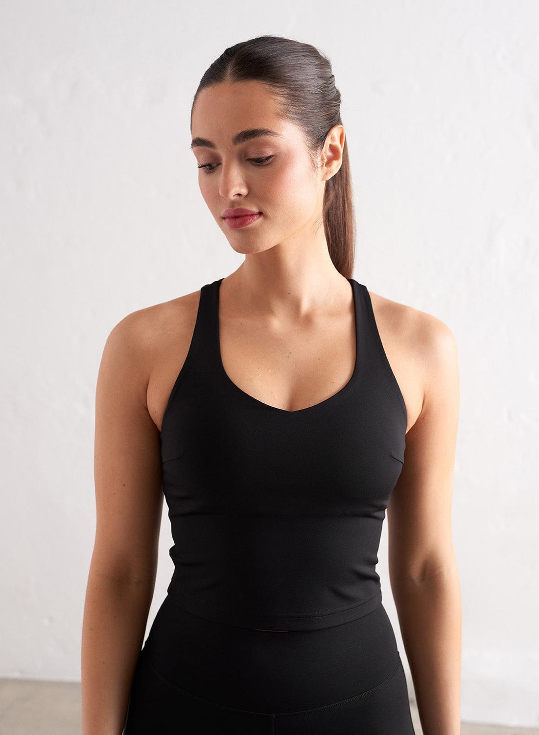 Dames Sportbeha met Bandjes op de Rug Vochtafvoerende Bralette Zwart 6/7