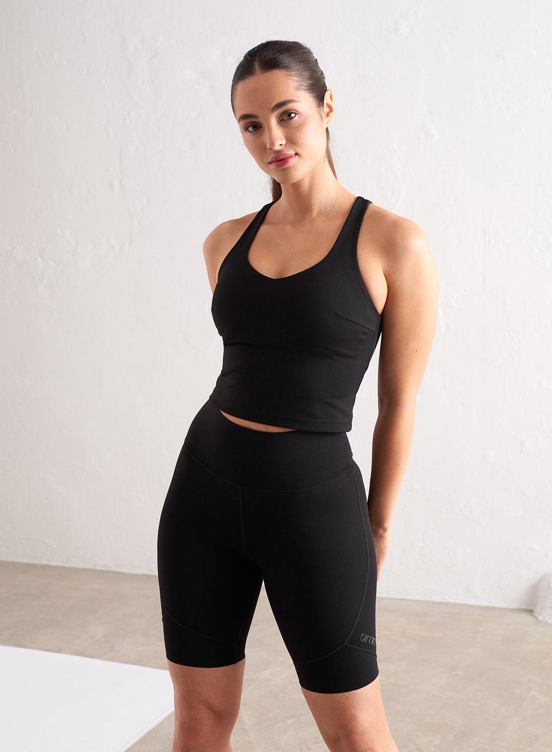 Dames Sportbeha met Bandjes op de Rug Vochtafvoerende Bralette Zwart 3/7