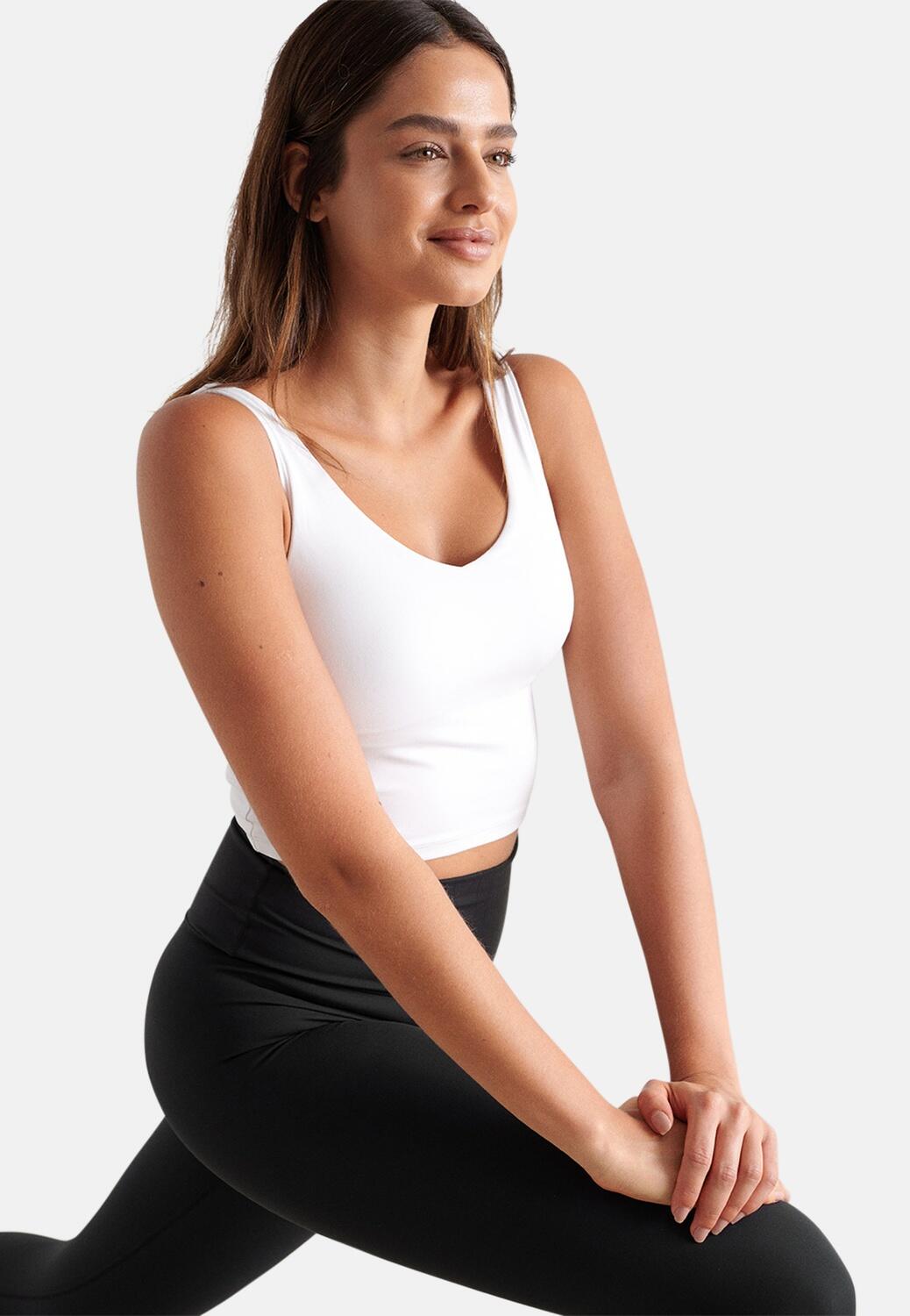 Femme Soutien-gorge de sport à col en V Bralette Blanc 7/7
