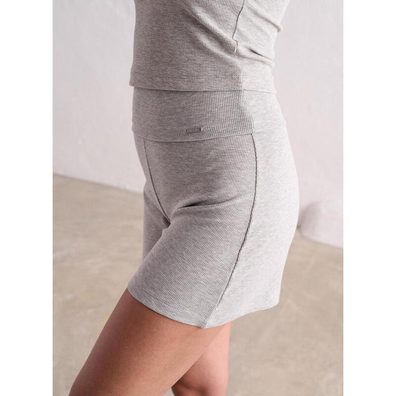 Short de yoga pour femmes Côtes Poids léger Gris Melange