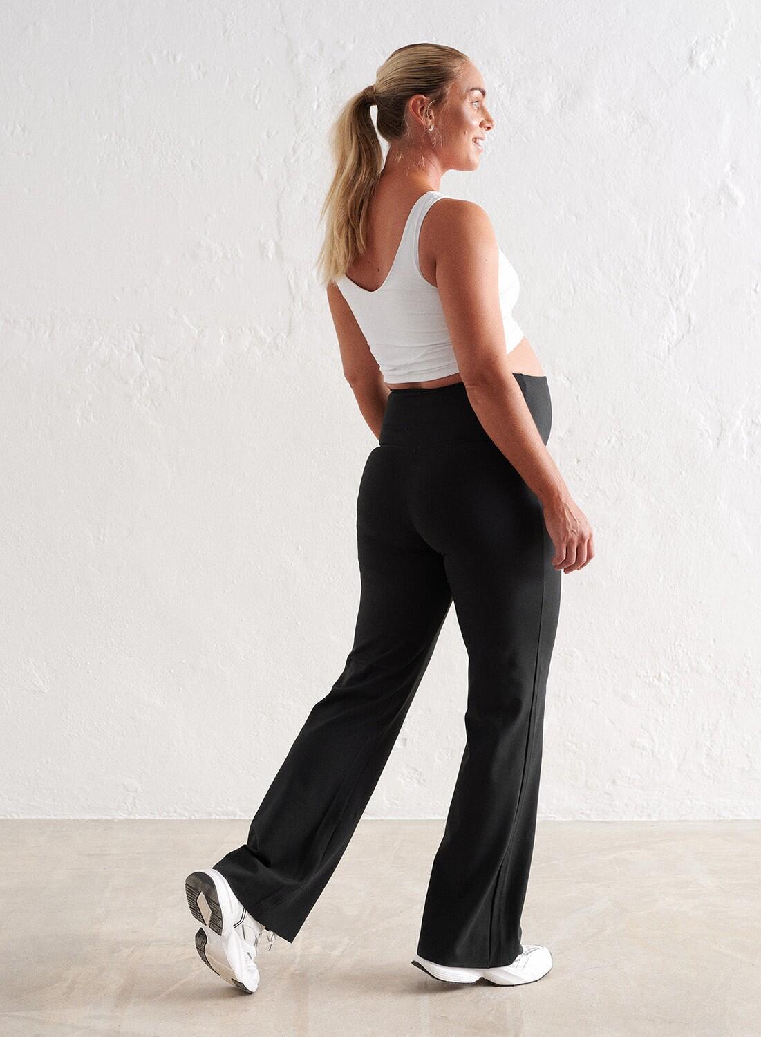 Pantaloni da yoga per donne in gravidanza a gamba larga neri 3/6
