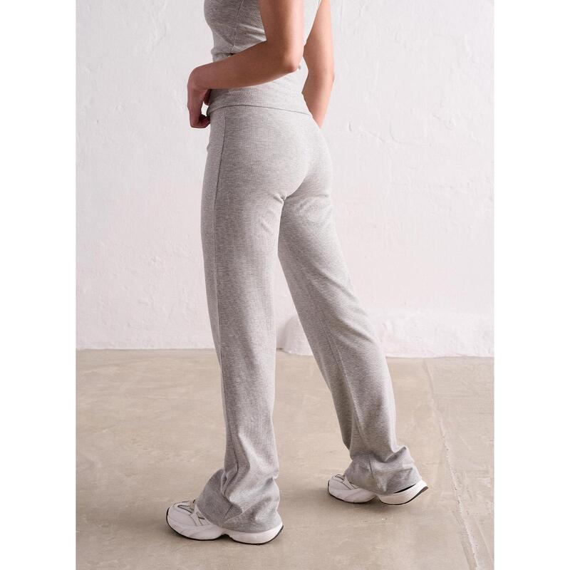 Broek Ease Geribd Yoga Dames Grijs Gemêleerd aim'n