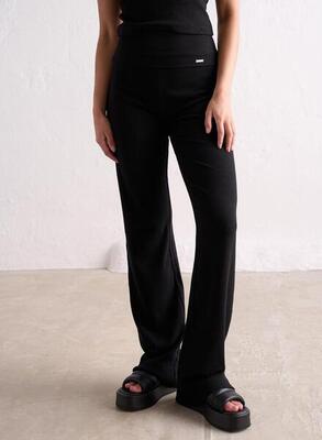 Damen Yoga Hose Gerippt Lichtgewicht Grau Melange
