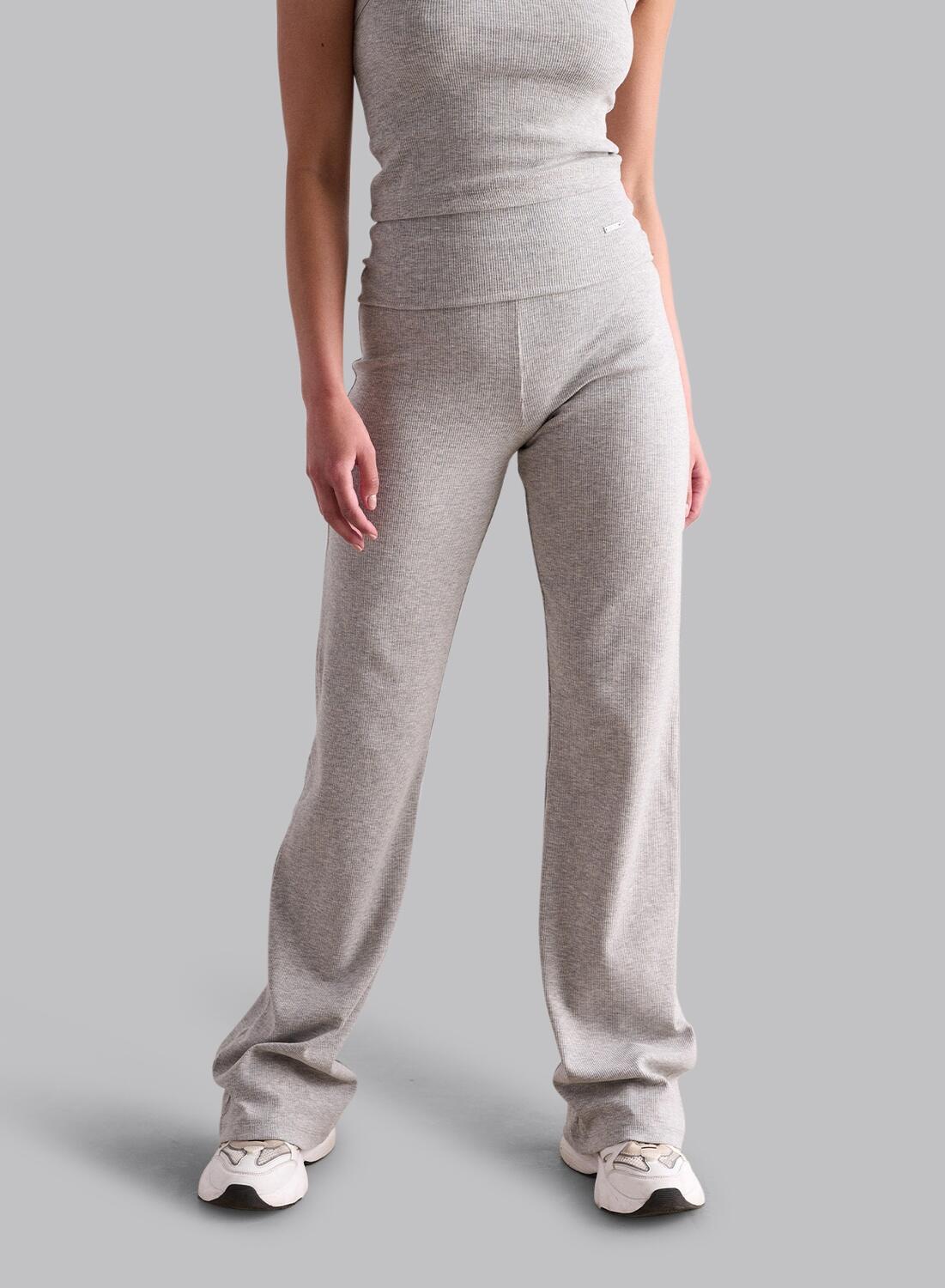 Dames Yoga Broek Geribbelde Lichtgewicht Grijs Gemêleerd 7/7